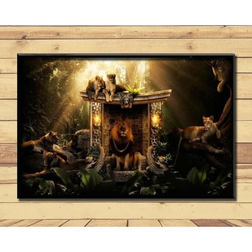 Lion King Of Animal Ferocious (18) Wall Posters Prints Silk Art Painting For Home Wall Bedroom Decor