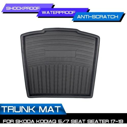 Car Cargo Liner Boot Tray Rear Trunk Cover For SKODA Kodiaq 5/7 Seat Seater 2017 2018 2019 Matt Mat Floor Carpet Kick Pad