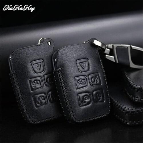 5 Button Remote Key Leather Cover Case For Jaguar XE XF XJ F-TYPE C-X16 75 E-TYPE XK S-TYPE D-TYPE Keychain Ring Car Accessories