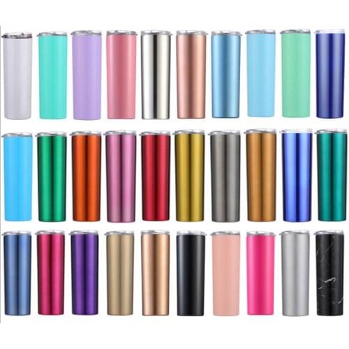 20oz Skinny Tumbler With Lid Straw Beer Swig Thermos Cup Wine Mug Tumblers Mugs Double Wall Vacuum Insulated Cup Water Bottle