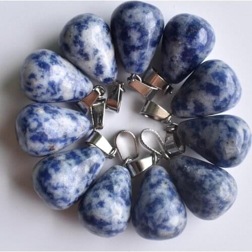 2020 Fashion hot selling good quality Natural sodalite charms water drop Pendants for jewelry marking 24Pcs/Lot Wholesale free