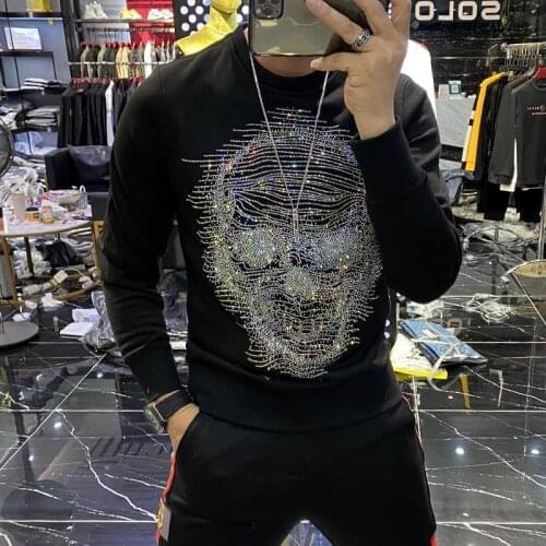 2021 Men s High Quality Hot Drilling Hoodie Hip Hop Crewneck Sweatshirts Winter Autumn Design Brand