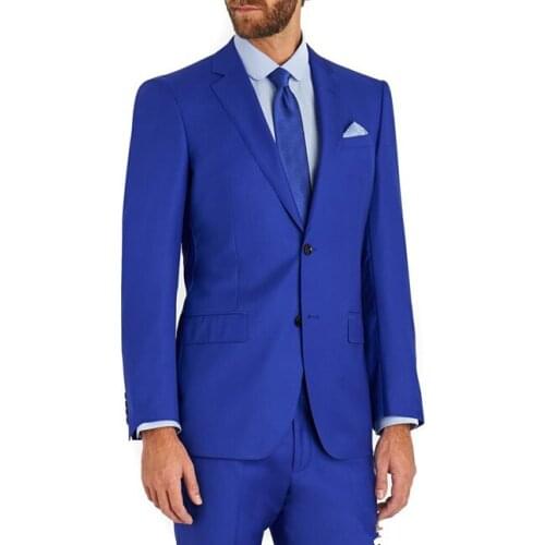 2019 Royal Blue Mens Slim Fit Business Suits Men Bespoke Wedding Tuxedo Suits Male Dinner Party 3 Pieces Suit Jacket Vest Pants