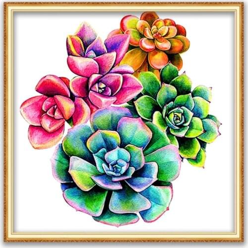 Flower DIY 11CT Cross Stitch Embroidery Kits Needlework Craft Set Printed Canvas Cotton Thread Home Decoration On Sale Wholesale