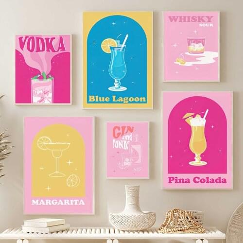 Retro Cocktail Martini Abstract Mid Century Wall Art Canvas Painting Posters And Prints Wall Pictures For Living Room Home Decor