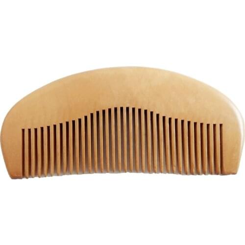 Natural Peach Wood Wavy Shape Comb Pocket Beard Comb Wholesale Hair/Beard Care Comb Make Up Tool For Men