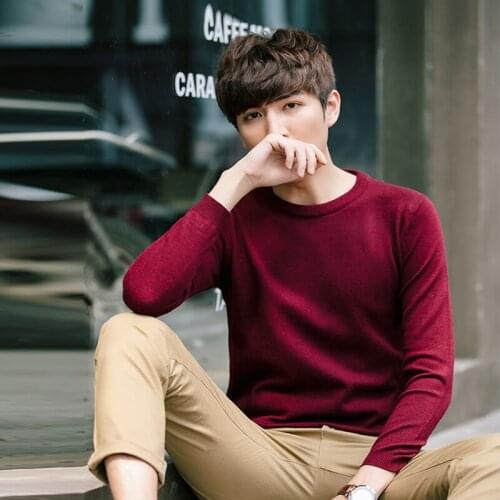 MRMT 2020 Brand Autumn New Mens Sweater Round Neck Solid Color Pullover for Male Slim Casual Youth Sweater