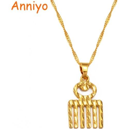 Anniyo African Symbols of Beauty Duafe Pendant Necklaces African Traditional Cultural Ornaments For Women Girls Charm Jewelry
