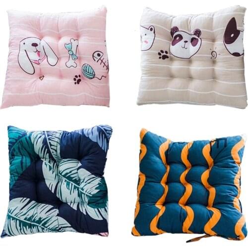 Cute Cartoon Thick Seat Cushion Animal Leaves Print 40cm Square Soft Non-Slip Shock Absorption Chair Pad Tatami Floor Pillow wit