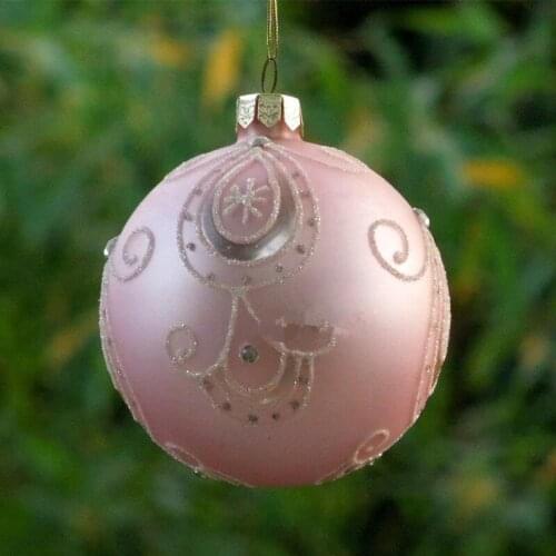 12pcs/pack Diameter=8cm Pink Series Glass Ball Christmas Day Tree Decoration Hanging Pendant Festival Wedding Friend Gift