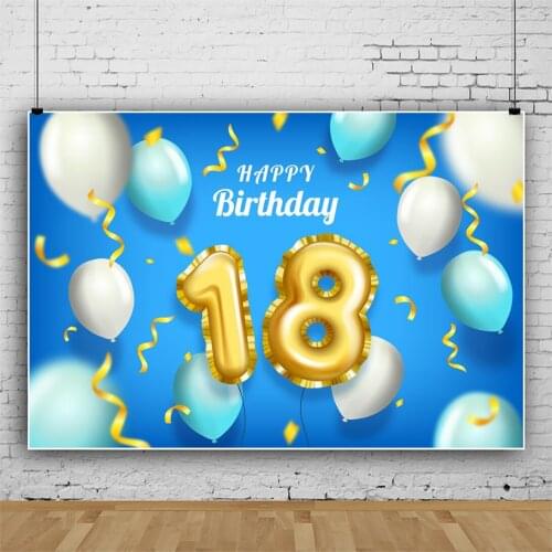 18th Birthday Theme Balloons with Cake Surprise Party Wall Decors Friends Gift Backdrop Studio Photo Table Vinyl Banner