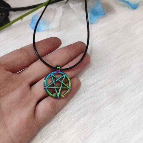 Psychedelic Multicolor five-pointed necklace star Animal Cute Magic witch Jewelry for Women Fashion Goth witch gift 2020 new