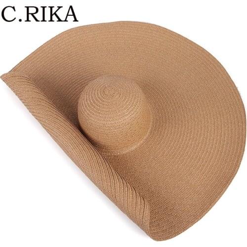 Summer 25cm Wide Brim Oversized Beach Hats for Women Large Straw Hat UV Protection Lady Girl Foldable Shade Sun Hat Dropshipping