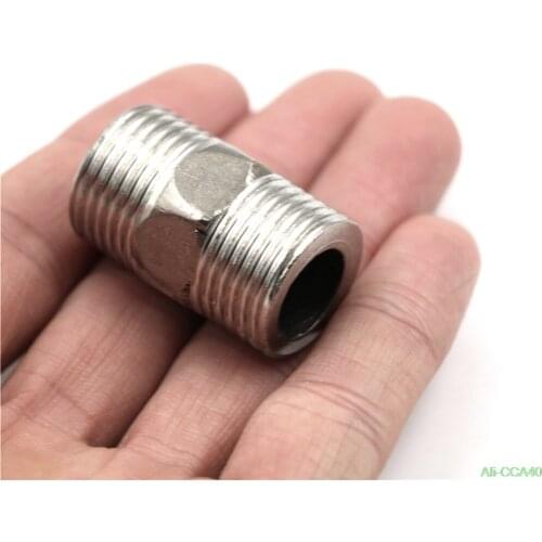 1/2" Male x 1/2" Male Hex Nipple Stainless Steel 304 Threaded Pipe Fitting NPT Free Shipping