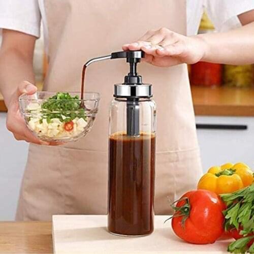 Sauce Squeeze Bottles for Kitchen BBQ 2 Pack Olive Oil Dispenser Glass Bottles for Ketchup Salad Dressing Honey 500Ml