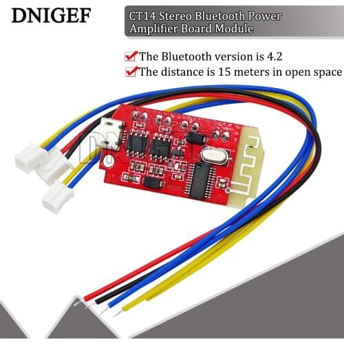 CT14 Micro 4.2 Stereo Bluetooth Power Amplifier Board Audio Module F Class 5W+ 5W with Charging DIY Modified Speaker