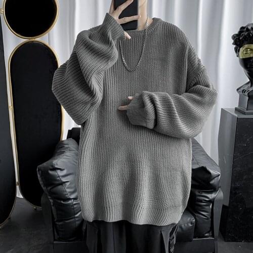 Men Korean Fashion Sweaters Solid Color Oversized Sweater Men Long Sleeve Shirts Autumn Winter Clothing Men Streetwear Pullovers