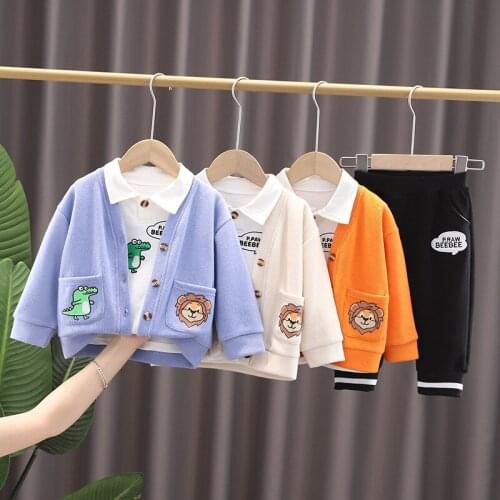 2021 Spring Baby Clothing Sets Toddler Infant T Shirt and Pants Children Kids Casual Clothing Three-piece Suit CJT014