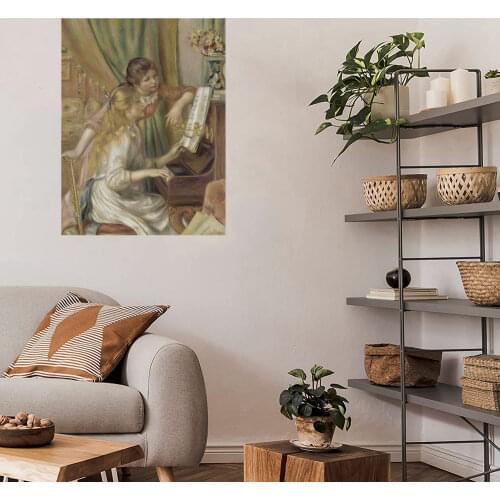 Pierre Auguste Renoir Replica Vintage Home Decoration Young Girls at the Piano Figure Painting Canvas Print Artwork Dropshipping