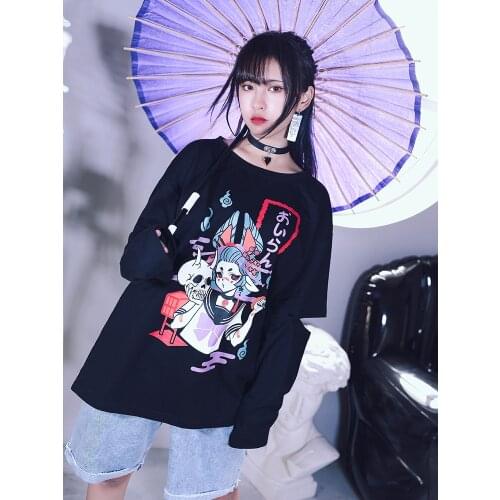 Womens t-shirts Gothic anime Harajuku y2k Loose Streetwear Short Sleeve Tees Tops Casual Collage tops women 2020 grunge clothes