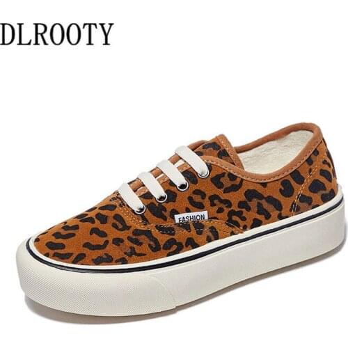Women Flats Casual Shoes Sneakers Winter Fashion Outdoor Platform Slip On Leopard Comfortable Shallow Loafers