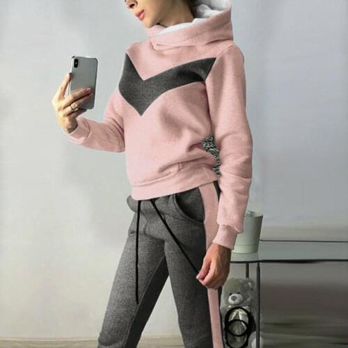 2019 Casual Warm Winter Clothes Two Piece Set Women Sport Pullover Sweatshirt Hoodie Tracksuit Women Tops Pants Ropa Mujer Femme