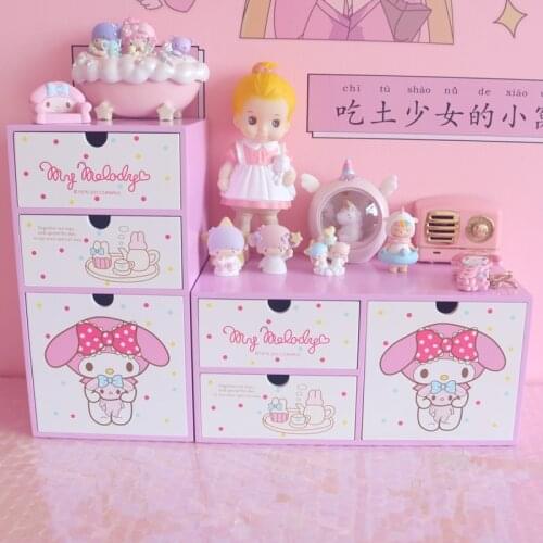 1pc Lovely Wooden Cosmetic Box Storage Boxes Kit Dressing Storage Box For dolls accessory girls gifts