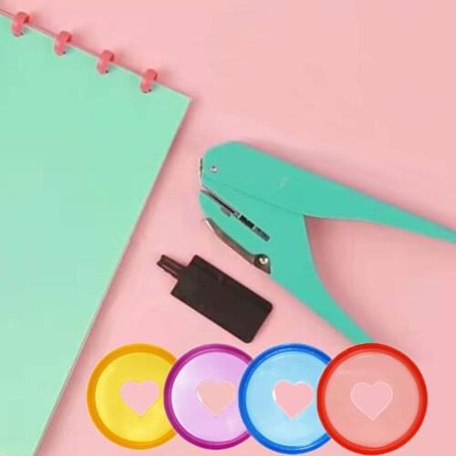 1pc Mushroom Hole Craft Punch Perforator Machine and 10pcs Binding disc Loose-Leaf Pages Puncher Offices School Supplies of New