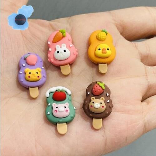 1pcs Resin Animal Popsicle Boys Girls Shoe Decorations Garden Shoes Accessories Fit Croc Jibz Charm Holiday Gifts