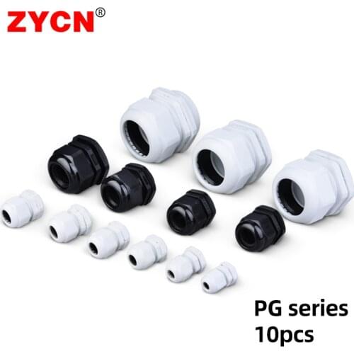 10Pcs Nylon Cable Glands PG 7 9 11 13.5 16 19 High Quality IP68 Wire Plastic Waterproof Connector Cable Sleeve Adjustable Joints