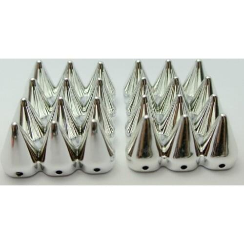 25 Silver Three Row Rock Punk Spike Rivet Acrylic Taper Stud Beads for bracelet