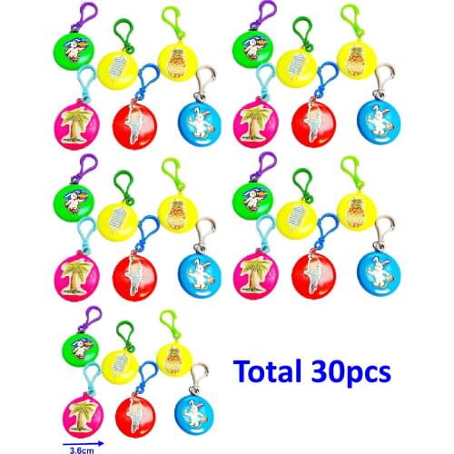 30 Pcs Plastic Clip w/ Sticker Round Pendant Favors Game Pinata Vending Party Pocket Toys LUCKY PRIZE Birthday Novelty Carnival