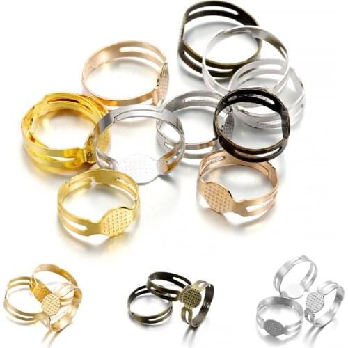 40Pcs/Lot 7/8mm Adjustable Gold Plated Ring Settings Base Blank for DIY Rings Jewelry Findings Making Accessories Supplies