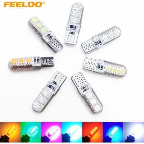 4Pcs T10 194 501 W5W 5050 6 SMD 6 LED Car Silicone LED Side Dome Map Light Wedge Lamp White Red Green Blue 7-Color #FD-2905