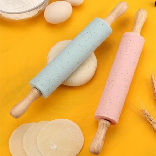 80%HOTRolling Pin Non-stick Eco-friendly Wooden Handle Pastry Tools Kitchen Roller for Home