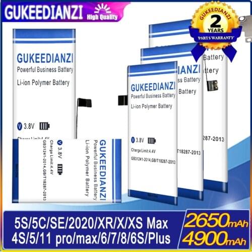 GUKEEDIANZI New AAAAA High-quality Battery for iPhone Apple 6S 6 5S 5 7Plus 8Plus SE 6Plus XR XS MAX i11 Pro MAX SE2020 Batteria