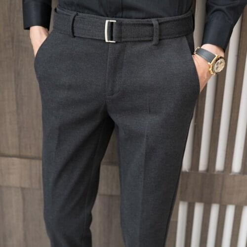 England Men Suit Pants Thicken Wool Slim Fit Formal Pant Social Office Pantalon Homme Classique Classic Male Clothing Trousers