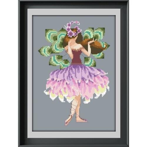 White clover fairy cross stitch kit aida fabric 18ct 14ct 11ct deep gray canvas cotton thread beads embroidery craft set