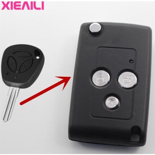 XIEAILI 10Pcs OEM 3Button Modified Flip Folding Remote Key Case Shell For Lada priora/kalina Key Fob Case S484