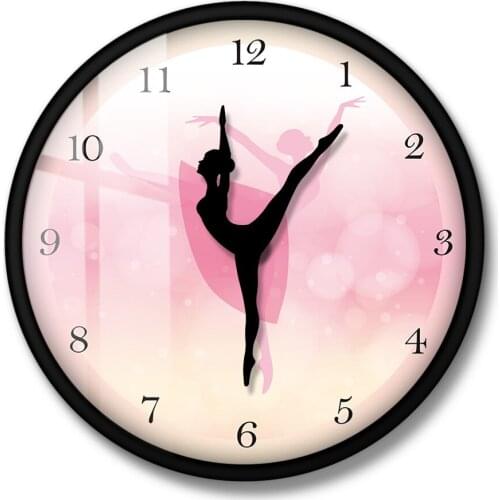 Baby Girl Dancing Wall Clock Ballerina Moving Leg Dancing Clock Watch Girl Bedroom Decor Ballet Girl Princess Pink Wall Clock
