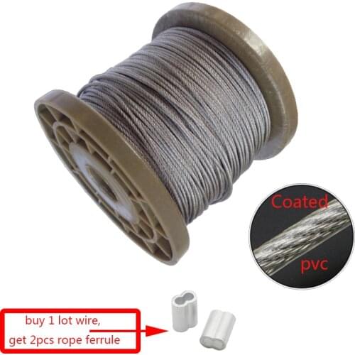 5 Meter Steel PVC Coated Flexible Wire Rope soft Cable Transparent Stainless Steel Clothesline Diameter 0.8mm 1mm 1.5mm 2mm 3mm