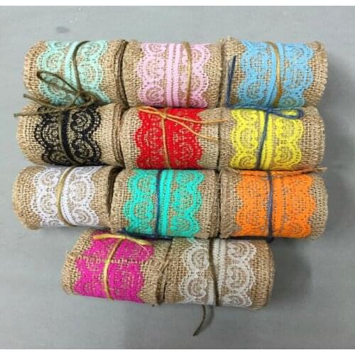 GLace 5Y/Lot Lace Wedding Christmas Decoration Accessories DIY Craft Hemp Ribbon Color Linen Roll TX751