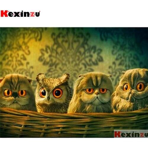 KEXINZU Full Square/Round 5d Diamond Painting-Owl family-3d Embroidery Cross Stitch Mosaic Full Picture Of Rhinestone Decor Y131
