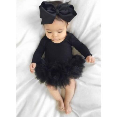 New fashion Infant Newborn Baby Girl clothes long sleeve mesh Jumpsuit solid Bodysuit Clothes Headband Outfit