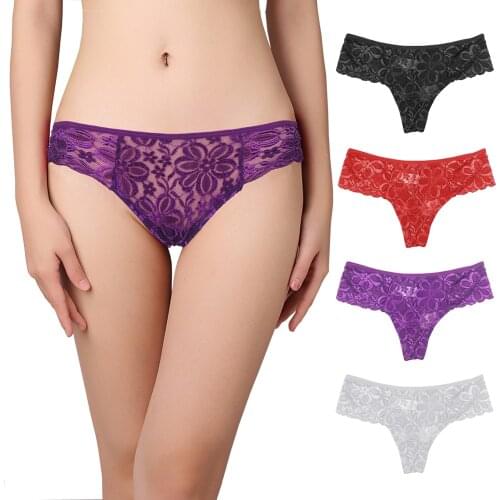 Panties for Women Lace Sexy Thongs Intimates Comfort Lingerie Femme Fashion Light Luxury Tempting Transparent Low-Waist G-String