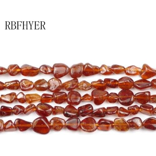 Lrregular Orange garnet Gravel beads Smooth Loose Beads for Unisex Trendy Handmade bracelet Necklace Jewelry making DIY 4mm~7mm