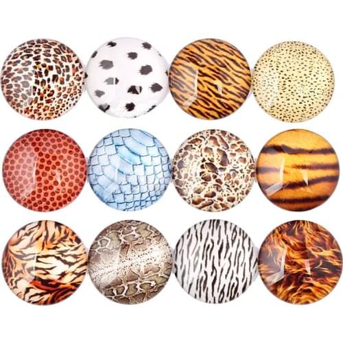 Reidgaller mix leopard photo round glass cabochon 12mm 10mm 25mm 30mm diy handmade jewelry findings for earrings pendant