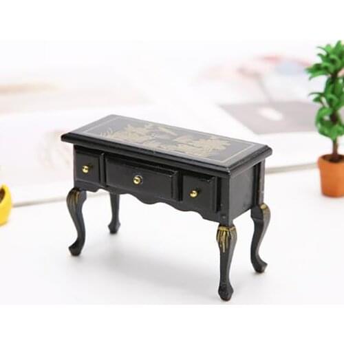 1Pc 1/12 Dollhouse Miniature Accessories Mini Wooden Three drawers Table Simulation Cabinet Furniture Toys