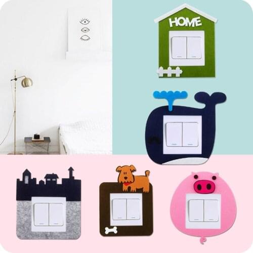 Cartoon Switch Sticker Wall DIY Decor Livingroom Kids Room Switch Protective Cover Home Decoration Cartoon Animals Wall Sticker