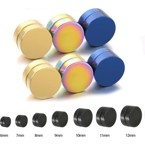 2pcs Punk Mens Strong Magnet Magnetic Ear Stud Set Non Piercing Earrings Fake Earrings Gift for Boyfriend Lover Jewelry